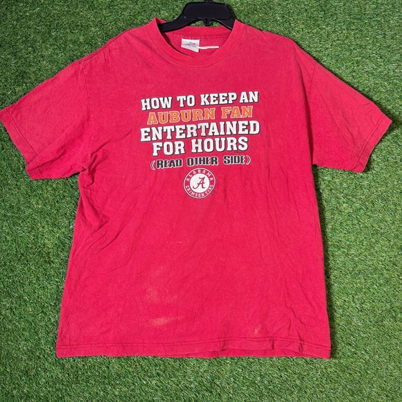 Jackets & Blazers - Alabama Crimson Tide Auburn Fan Joke Shirt L Red NCAA College Rivalry Distressed
